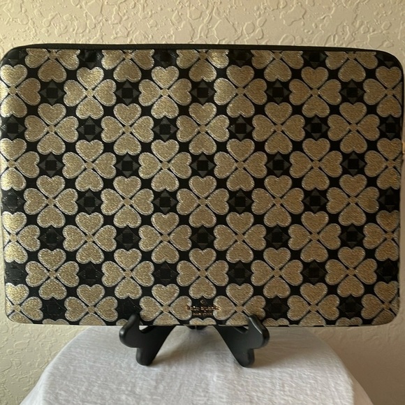 Kate Spade: Black & Gold Odette Jacquard Universal Padded Laptop Sleeve - Picture 1 of 16